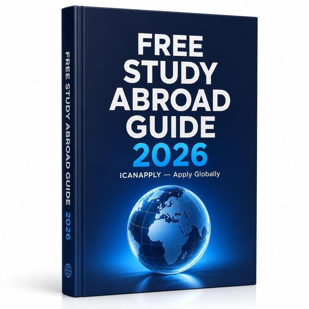 3D mockup of the Free Study Abroad Guide 2026 ebook